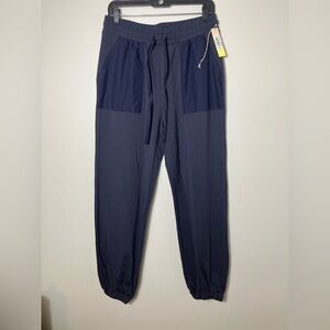 Summersalt the Mixed Media Jogger Pant Pull On‎ Drawstring Navy Blue Sz M Soft